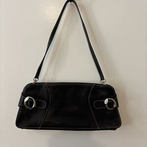 Vintage Dark Espresso ‘Francesco Biasia’ baguette leather shoulder bag✨